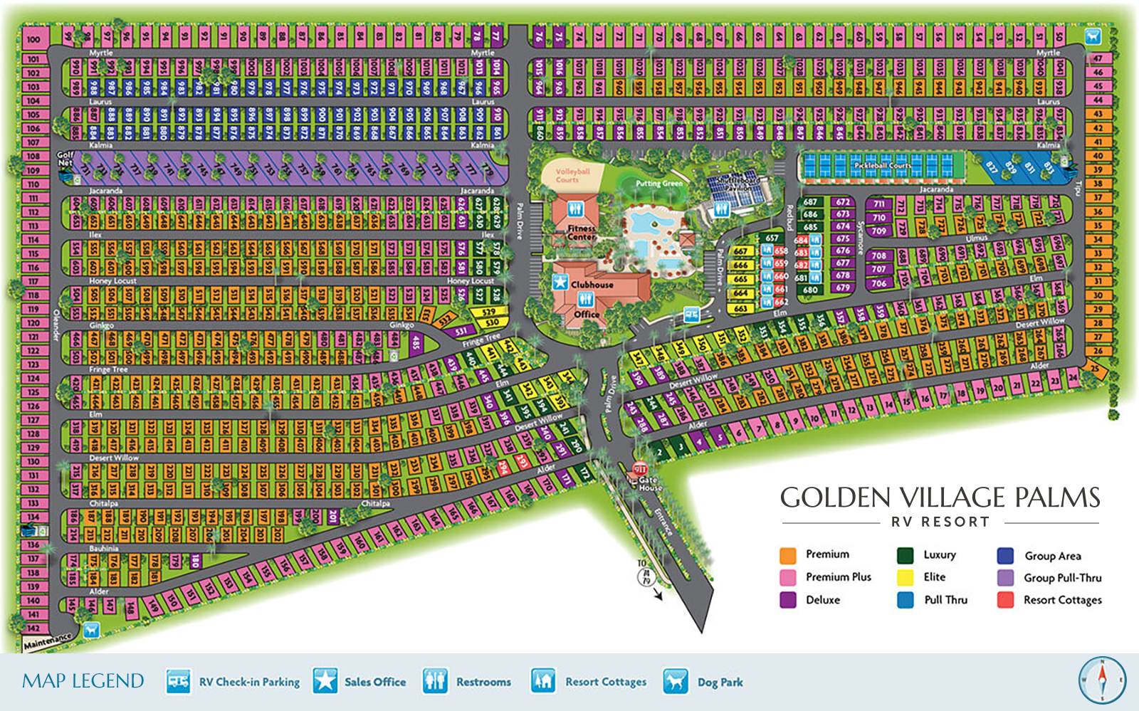 California RV Resort Map Golden Village Palms RV Resort
